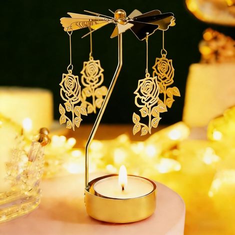 Bougeoir tournant carrousel pour fête des Mères, anniversaire, Noël, Saint-Valentin.