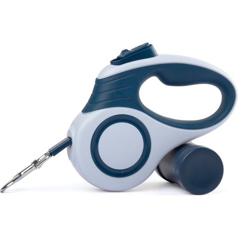 Laisse automatique rétractable de 3 mètres pour chien, avec distributeur de sacs à déjections intégré et poignée antidérapante. Laisse pour chiens de petite et moyenne taille, finition brillante. (1/4)