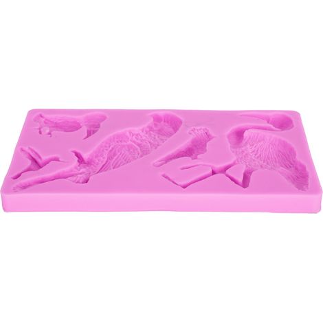 Tragbare, weiche Silikonform mit Vogelmuster für Fondanttorten, auch geeignet für Schokolade und Kerzen (Rosa) (1/5)