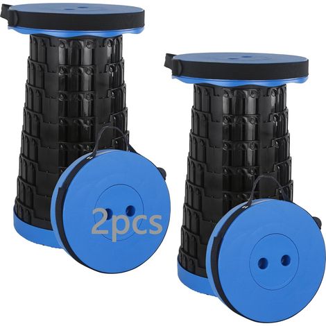2pcs Silla Plegable Ligera, Capacidad Máxima de Carga 215kg / 470pound, 7 Alturas Ajustables, Taburete Plegable Senderismo, Pesca, Viajes, Barbacoa, Jardín, Aire Libre, Interior Azul (1/4)