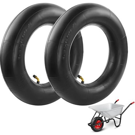 2 Pieces 4.80/4.00-8 Inner Tube Wheelbarrow, Inner Tube for Wheelbarrow, Rubber Inner Tubes Replacement with Angled Valve for Wheelbarrow Wheel (1/5)