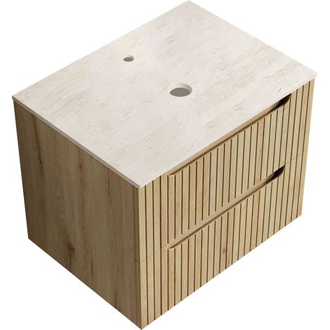 Meuble bas de 60 cm de large, sans lavabo, chêne clair (1/5)