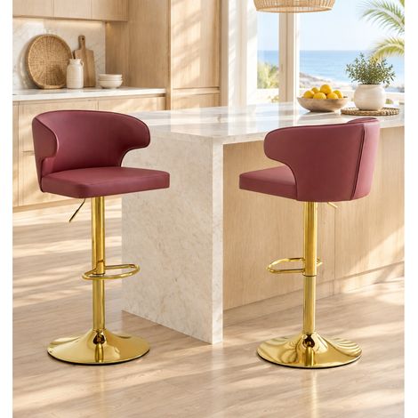 Pack de 2 taburetes de bar con respaldo, altura regulable y giro 360° (1/5)