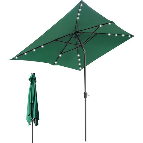 Randaco Terrassen-Sonnenschirm 2 × 3 m mit LED – Optimaler Sonnenschutz für Außenbereich, grün