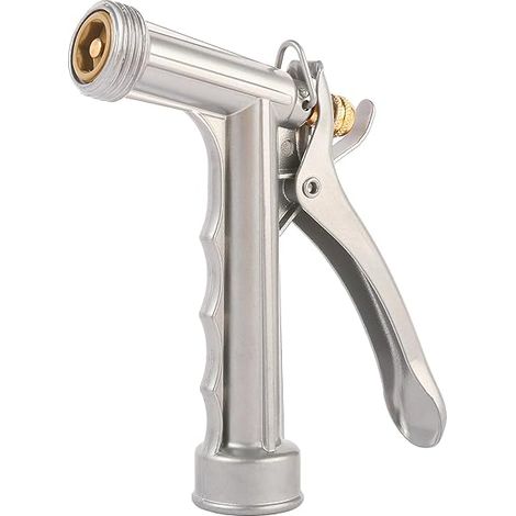 Pommeau de tuyau d’arrosage en zinc, pistolet haute pression avec poignée ergonomique et réglage facile du débit pour arrosage, lavage et nettoyage (1/5)