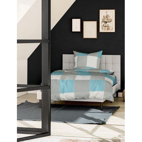 Conception de Linge de Lit, Castor Fin, Turquoise, 200 x 200 cm + 2x 80x80 cm, pour le Lit Double (1/5)