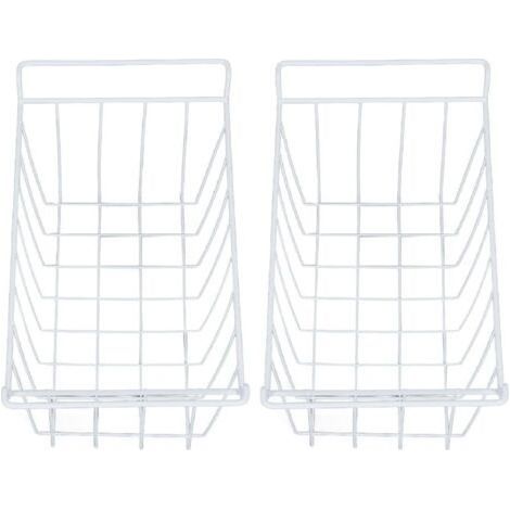 Bacs de Rangement de Congélateur, Paniers Métalliques de Congélateur, Paniers de Stockage de Congélateur à Gain de Place avec Revêtement PE pour le Stockage des Aliments au (WHITE)