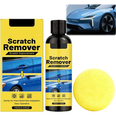 100g Scratch Remover,Efface Rayure Profonde Voiture,Rayures Polyvalents Crème,Produit Anti-Rayures avec Éponge,Convient aux Rayures sur les Voitures,Réparation Efficace de Carrosserie et Phare (1/5)