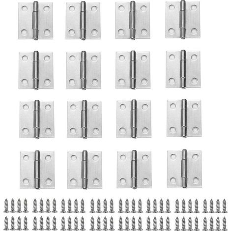 Cerniere per mobili, 30 pezzi di cerniere per porte in acciaio inox con 4 fori e viti per accessori per mobili e serrature per armadi - Crezuo (1/4)