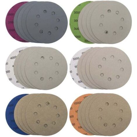 30 Pieces 125mm 8-Hole Sanding Discs, Wet/Dry Sandpaper Discs, Orbital Sanding Pads, Sandpaper Sheets for Metal and Wood, Grit 2000/3000/4000/5000/7000/10000-RA