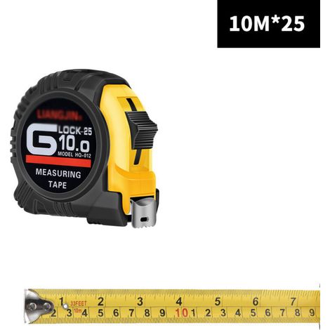 Mètre déroulant,Mètre ruban en acier,Mètre ruban 10m×25mm,pour la construction, les travaux lourds, la menuiserie, le bricolage