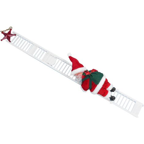 Animierter Weihnachtsmann, der eine Leiter erklimmt, elektrisches Spielzeug, Weihnachtsbaum-Wanddekoration, für drinnen und draußen (1/5)