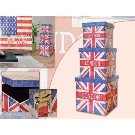 Baule Contenitore scatola pouf flag Inghilterra london small 22 x 49 x 28,5 cm (1/2)