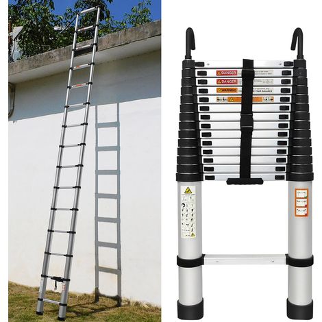 4.4M Portable Telescopic Step Ladder with Detachable Hook Foldable Extendable Builders (1/5)