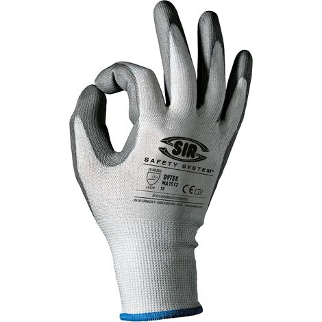 SIR SAFETY SYSTEM DYTEX Gants de protection anticoupure enduits blanc Taille 6 Lot de 12 paires