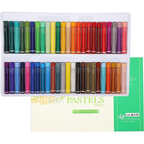 Pastel à l'huile 48 couleurs lavables pour enfants, crayon pastel épais dessin animé, lot de peinture étudiant (1/5)