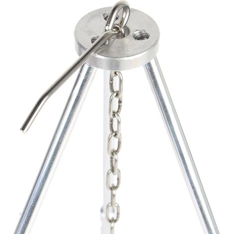 Barbecue portable pliable en métal pour l'extérieur, avec trépied de suspension, idéal pour le camping, les pique-niques et les grillades. (1/5)