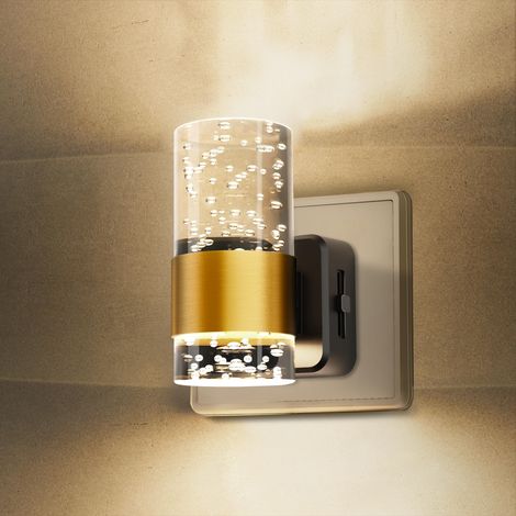 Night Light Plug-in Dusk to Dawn Sliding Dimmer Copper Bubble Acrylic Column (1/5)