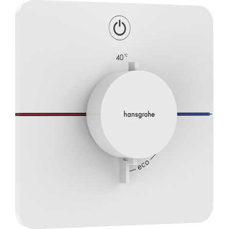 Mitigeur thermostatique, Robinet encastré avec arrêt de sécurité à 40°C, Thermostat 1 sortie, Blanc mat (1/5)