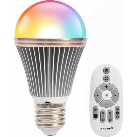 Ampoule LED E27 9W RGB 2500K-6500K Dimmable avec télécommande et minuterie (1/4)