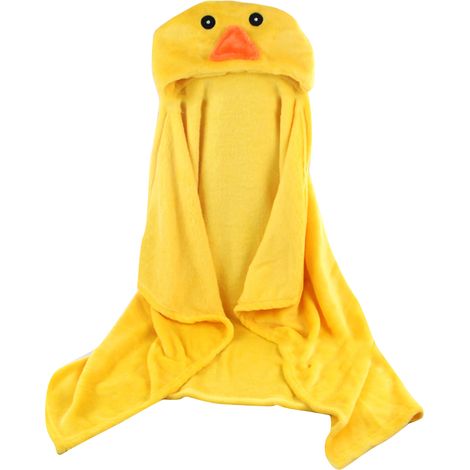 Ensemble cape en polaire douce pour enfant, forme poussin jaune, couverture portable à capuche, parfaite pour bébé (1/5)