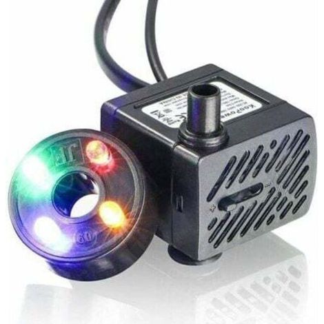Mini pompe à eau avec LED 150L / h 2 W petit aquarium, jardin, fontaine, bassin de jardin, fontaine, pompe d'aquarium. (1/4)