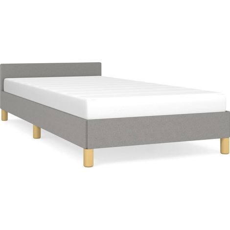 Lit avec tête de lit Gris clair 90x200 Tissu (1/5)
