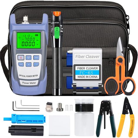FTTH Kit Outils Fibre Optique avec Cliveuse FC-6S, Localisateur Visuel de Défauts 30mW 30KM, CFS-3 Pince à Dénuder, Ciseaux et Photomètre (1/5)