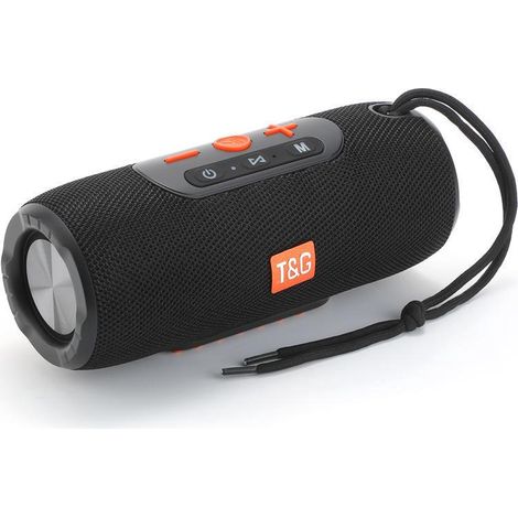 Enceinte Bluetooth portable T&G TG-341, 10 W, batterie rechargeable, résistante à l'eau - Noire