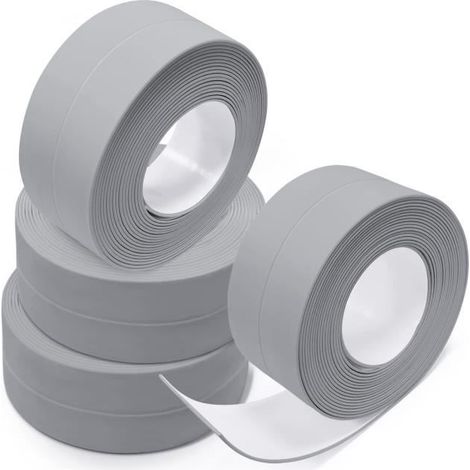 4 Rouleaux Bande Etancheite Imperméable, Ruban de Calfeutrage Auto-adhésive pour Salle de Bain Cuisine Baignoire Coin Mural[43] (1/4)