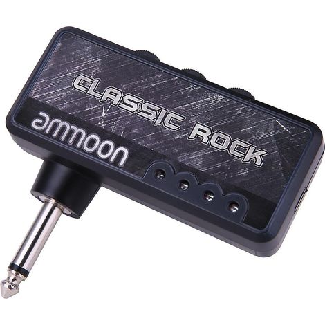 Amplificateur de casque pour guitare électrique Ammoon avec prise jack 6,35 mm, prise casque 3,5 mm et entrée auxiliaire avec clapets