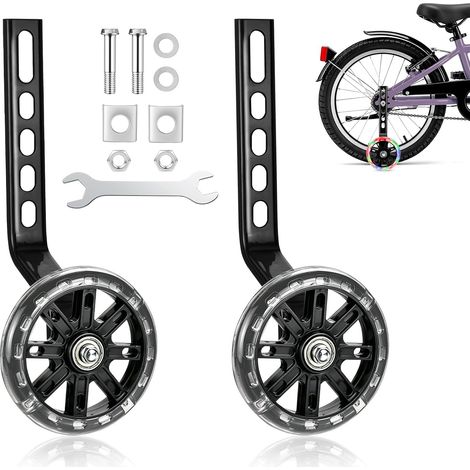 Stabilisateurs de vélo pour Enfants, 1 Paire Roue Auxiliaire, Roues de Support pour vélo d'enfant, Roues Arrières, Roues d'entraînement pour Vélo pour Vélos 12 14 16 18 20 Pouces, Noir (1/5)