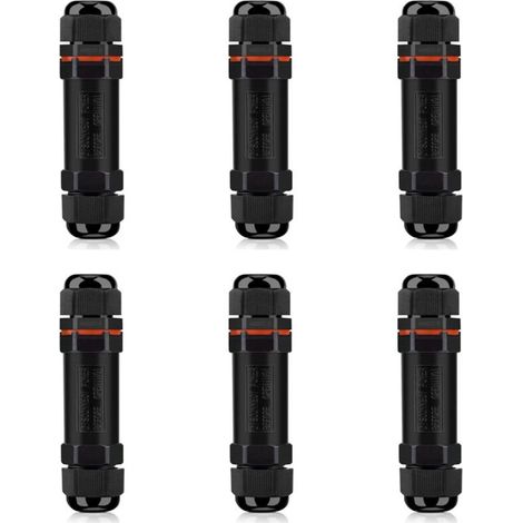 Connecteurs de Câbles Étanches, Boite de Derivation Étanche Exterieur IP68, Raccord Electrique Étanche Lot de 6, Connecteur Electrique Etanche 3 Fils pour Câble Ø 6-12mm (1/4)