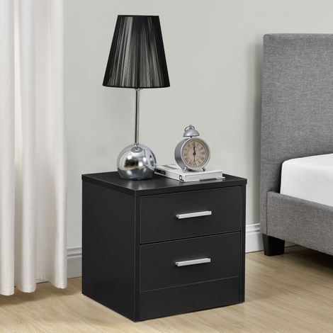 Comodino con 2 Cassetti 38 x 34 x 37 cm - Nero [en.casa] (1/5)