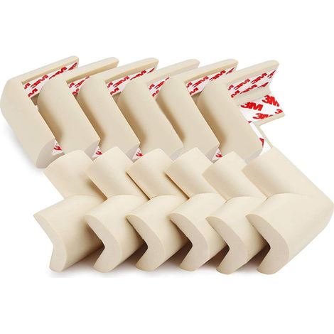 Lot de 12 protections d'angle souples beiges pour la sécurité des enfants, des meubles, des bébés, des tables et des bébés