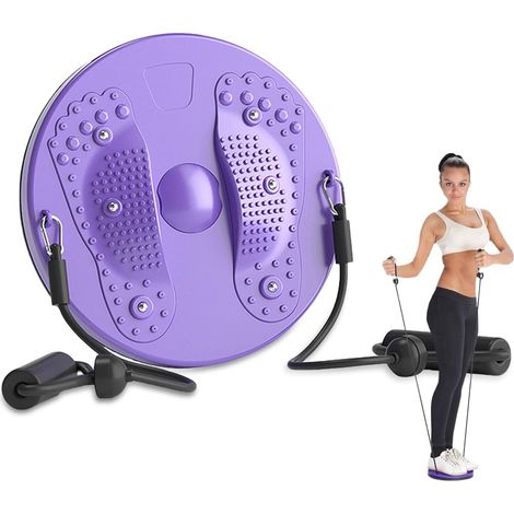 Tavola girevole in vita con coulisse, piattaforma girevole per l'equilibrio per scolpire il corpo, attrezzatura per il fitness a casa con fasce di resistenza e massaggiatore per i piedi (viola) (1/5)