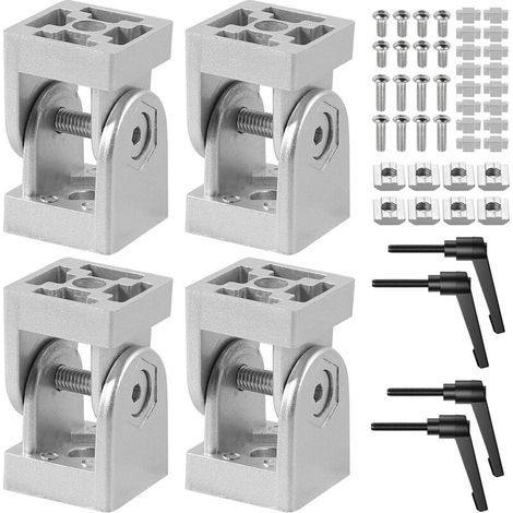 Connecteur Articulé, Profilé d'aluminium Articulé Rainure 6, en Alliage de Zinc, Charnière 180 ° de Rotation, avec Levier de Serrage (3030 (4 Argent)) (1/5)