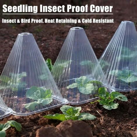 (19 cm, 10 pièces) Couvercle de protection conique pour semis et jeunes plants - Réutilisable - Résistant au froid et aux oiseaux - Tente de plantation (1/5)