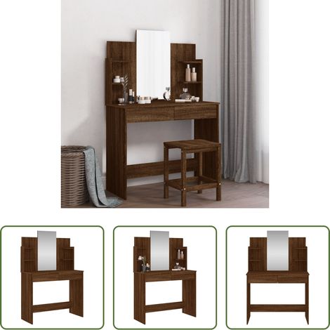 Rangement chambre - Coiffeuse avec miroir chêne marron 96x39x142 cm (1/5)