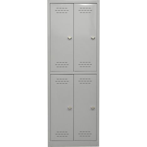 Armadio Spogliatoio 4 Ante 60x40x167 cm in Metallo Verniciato Grigio Chiaro (1/2)