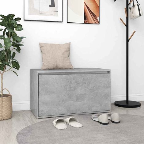 vidaXL Banco de pasillo madera de ingeniería gris hormigón 80x40x45 cm (1/5)