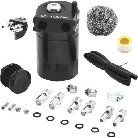 Reniflard d'huile Aluminium Voiture Réservoir 300ml Récupérateur Huile Moteur Réservoir de Carburant avec Filtre à Air Universel Réservoir de Stockage Huile pour Voiture Véhicules (1/5)