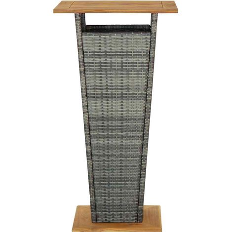 Maison Exclusive - Tavolino da Tè Grigio 60x60x110 cm Polyrattan e Massello Acacia (1/5)