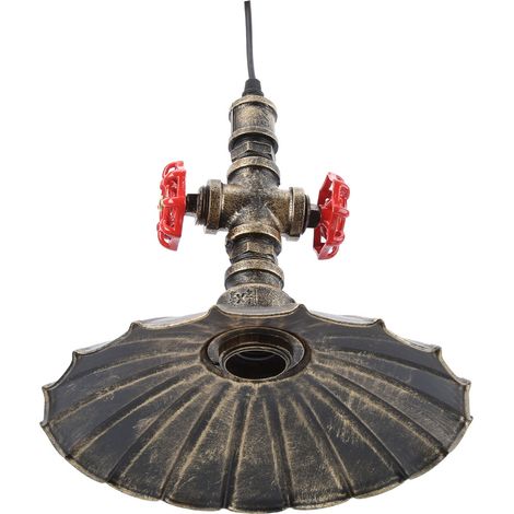 Lustre vintage en tuyau de fer avec suspension LED, barre lumineuse, plafonnier, douille E27 85-265V (doré rouillé) (1/5)