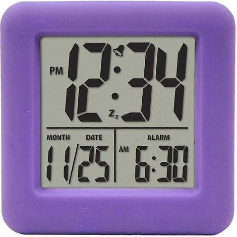 Horloge cube en silicone, format 12/24 heures, grand écran LCD rétroéclairé, affichage numérique. (1/5)