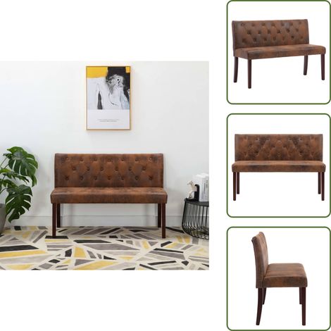 Banc 120 cm Marron Similicuir daim - Banc Retro - Banc Coffre - Banc Salle À Manger - Meuble Rangement - Chaise Assise (1/5)