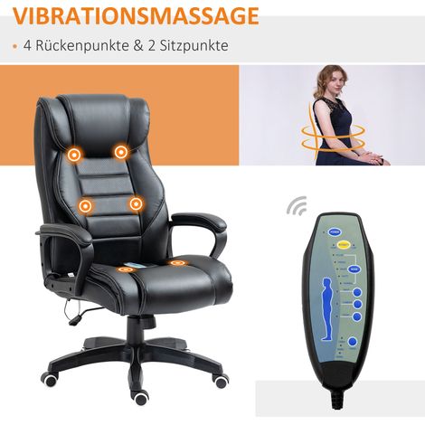 Fauteuil de direction massant réglable en hauteur, siège pivotant ergonomique avec 6 points de vibration, couleur noire (1/4)