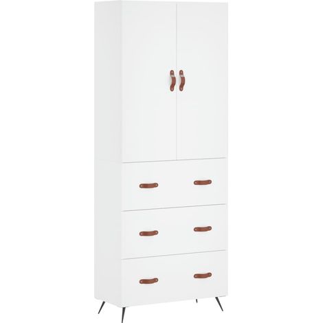 Credenza cassettiera mobile contenitore organizer cucina soggiorno salotto alto 695 x 34 x 180 cm legno ingegnerizzato bianco 020032587