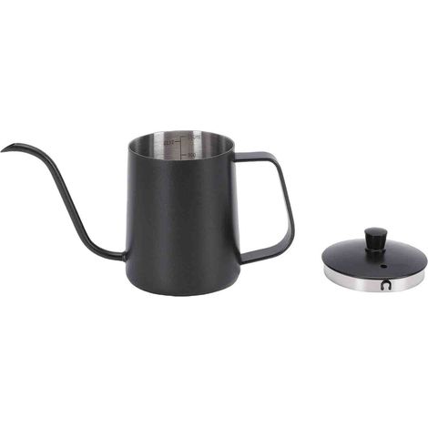 Bouilloire à café en acier inoxydable 304, 350 ml, noire, avec couvercle. (1/5)