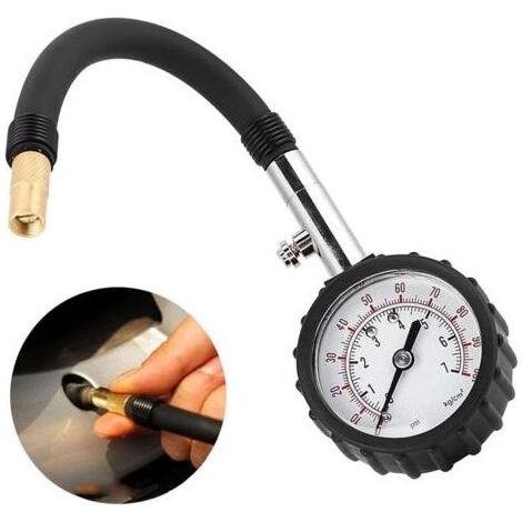 Testeur Pression Pneus ManomèTre Pneus Voiture Surveillance Jauge Pression Pneus ManomèTre Avec Tuyau D'Air Flexible Pour Voiture, VéLo Et Moto, Outil De Mesure De Pneu Automobile, Poids LéGer, Noir (1/4)